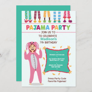 Convites Festa em busca de aniversário de garotas Pajama