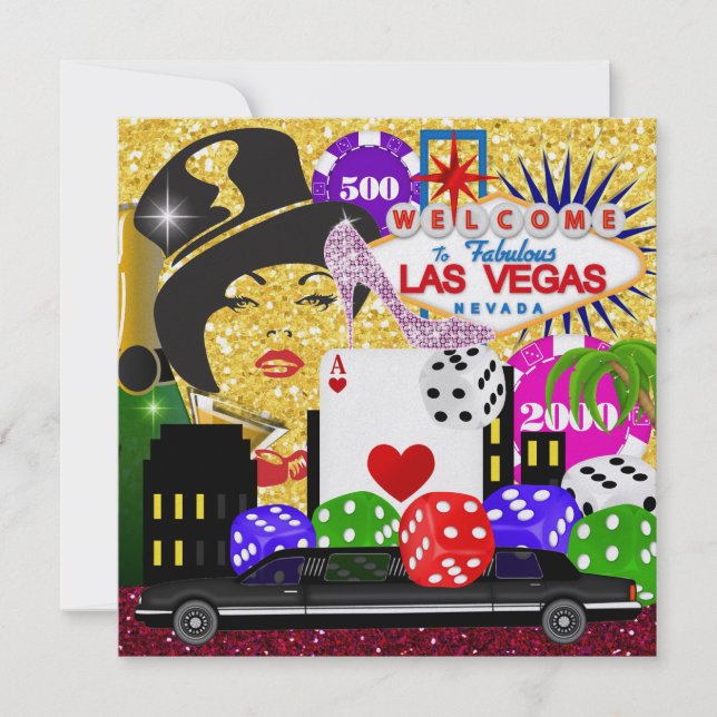Convites Festa em Vegas - Casino / Poker - SRF (Frente)