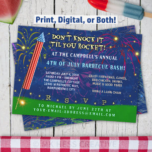 Convites Festa engraçada de 4 de julho  CHURRASCO Rocket F