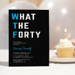 Convites Festa Engraçada de aniversário de 40 anos Adulto W<br><div class="desc">Acelere sua celebração de marco com nossos convites de festas aniversário de 40 anos únicos! Estes convites oferecem uma frase "que quarenta" espirituosa, colocada contra um cenário negro elegante. Com um modelo de texto contemporâneo que pode ser facilmente adaptado à sua preferência, você pode certamente repassar os detalhes de sua...</div>