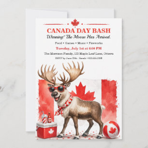 Convites Festa engraçada do Dia do Canadá com alce canadens