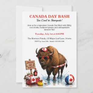 Convites Festa engraçada do Dia do Canadá com Bisonte Canad