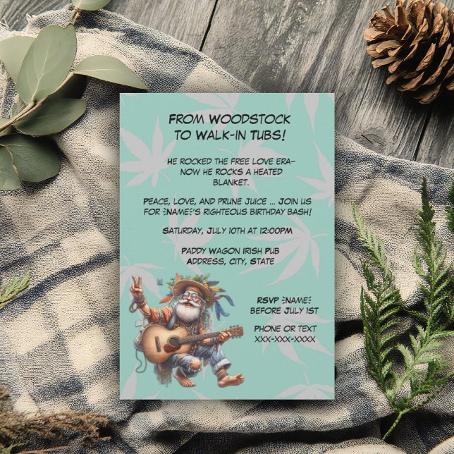 Convites Festa Engraçado de Hippie Birthday-Groovy (Criador carregado)