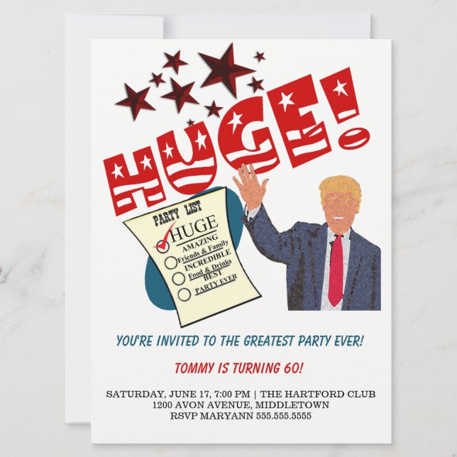 Convites Festa Enorme da Trump Celebrada para Sempre (Frente)