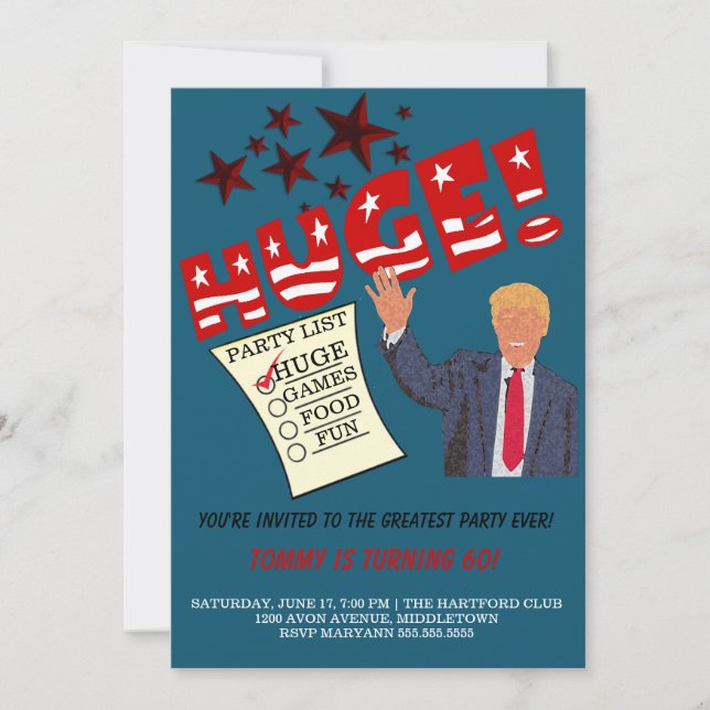 Convites Festa Enorme Trump Melhor Celebração de Todos os T (Frente)