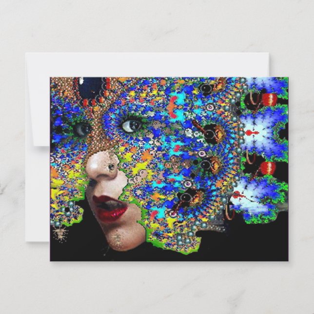 Convites Festa EPHEMERAL de Mascarada de Mardi Gras, Azul,  (Frente)