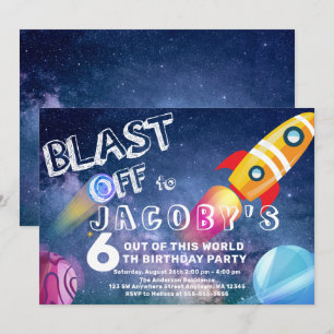 Convites Festa Espacial Exterior de Aniversário