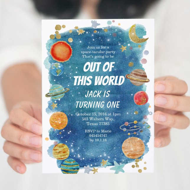 Convites Festa Espacial Galáxica Planeta Cósmico Aniversári (Criador carregado)