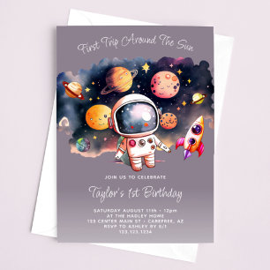 Convites Festa Espacial Primeira Viagem ao Redor do Sol Rox