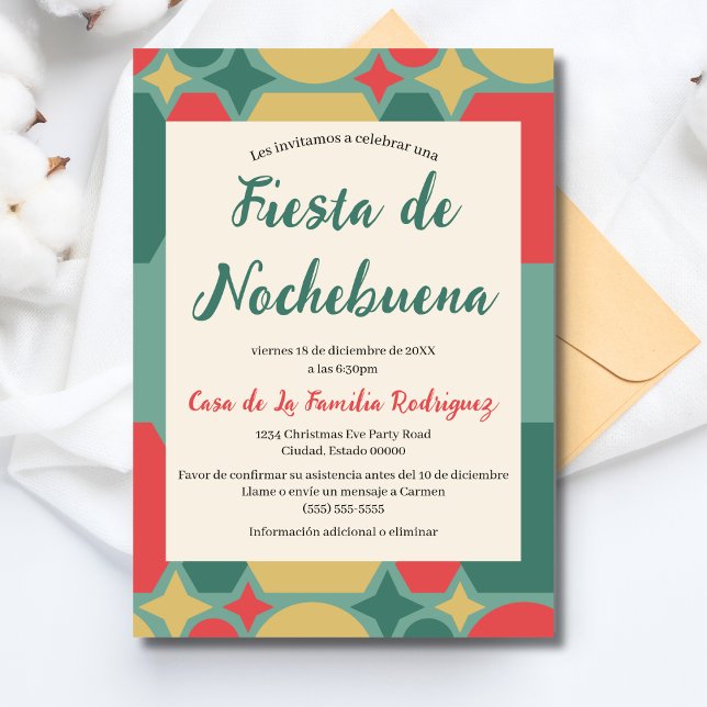 Convites Festa Espanhola Retrô Festiva Nochebuena Natal (Criador carregado)
