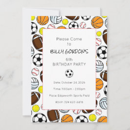 Convites Festa Esportiva Crianças Futebol Colorido Diversão