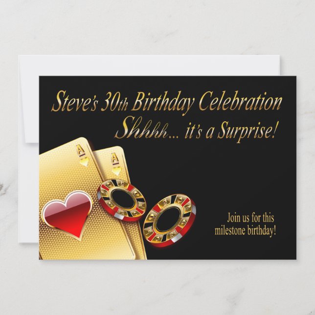 Convites Festa estilo cassino PERGUNTE-ME PARA COLOCAR NOME (Frente)