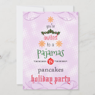 Convites Festa Familiar de Pijamas e Panquecas Feriados de 