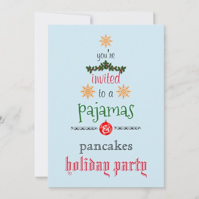 Convites Festa Familiar de Pijamas e Panquecas Feriados de  (Frente)