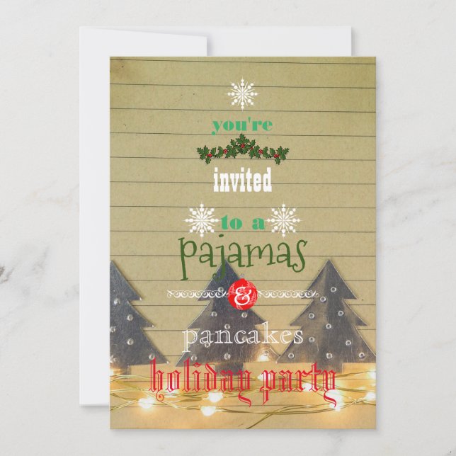 Convites Festa Familiar de Pijamas e Panquecas Feriados de  (Frente)