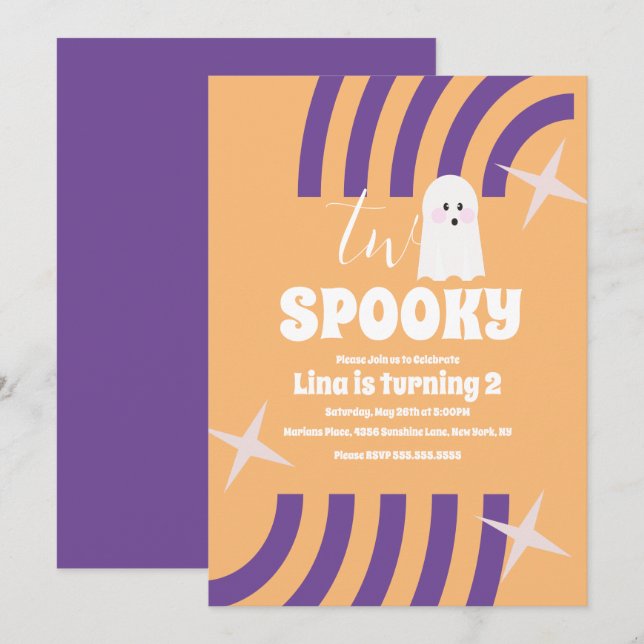Convites Festa Fantasma de Halloween Groovy Assustadora Doi (Frente/Verso)