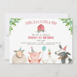 Convites Festa Fazenda de animais do Red Boy MacDonald Barn