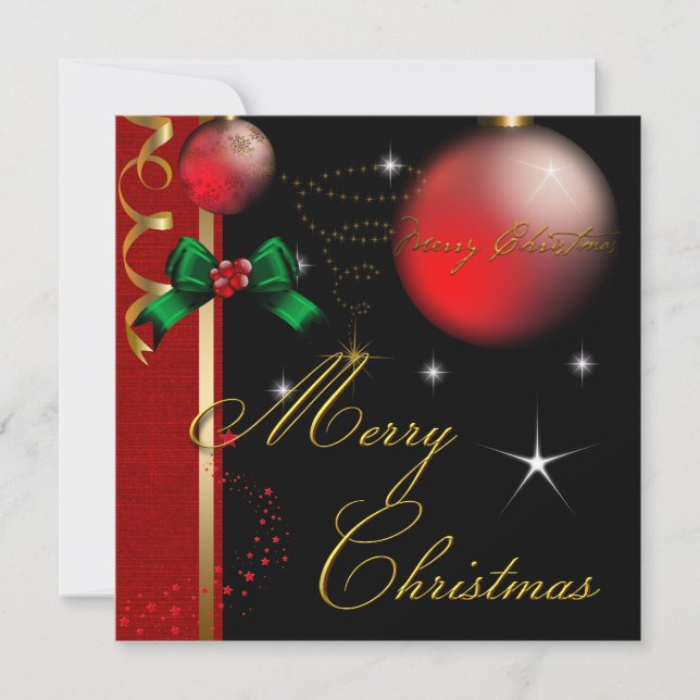 Convites Festa Feliz Natal Dourado Preto Vermelho Glitter N (Frente)