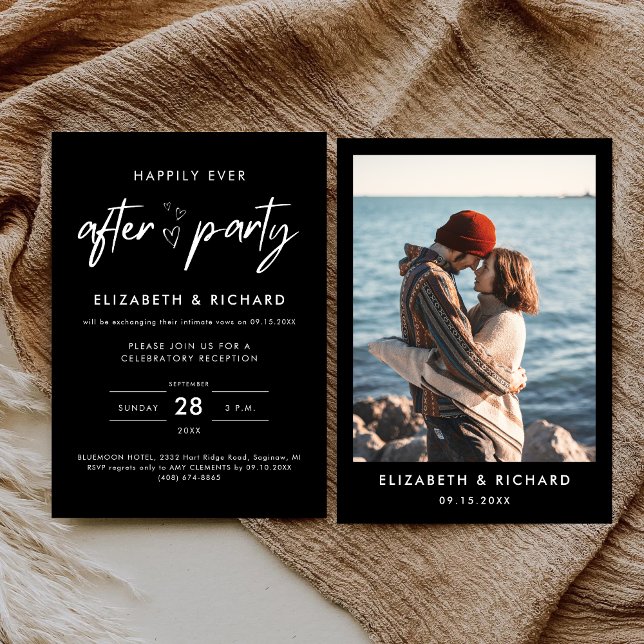 Convites Festa Feliz para Sempre Recepção de Casamento Mini (Minimal happily ever after party invitation reflects a romantic, joyful vibe for your reception.)