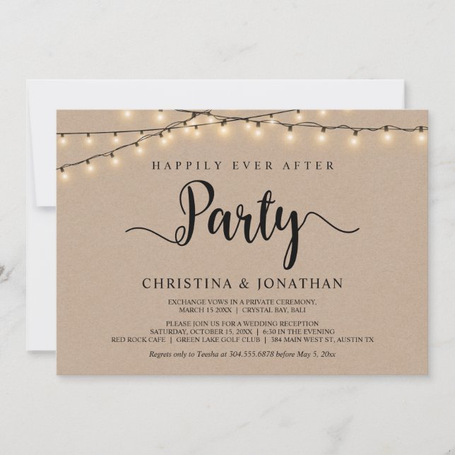 Convites Festa Felizes para Sempre, Casamento com Luzes de  (Frente)