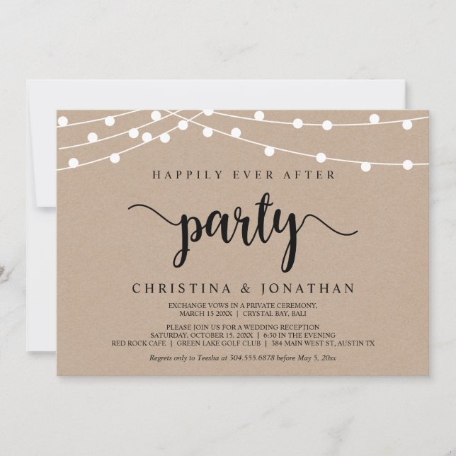 Convites Festa Felizes para Sempre, Casamento Fugitivo com  (Frente)