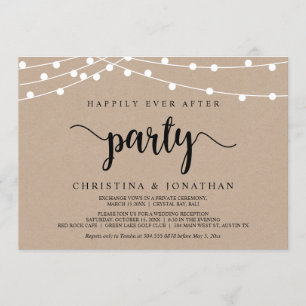 Convites Festa Felizes para Sempre, Elopement Luzes de Cord