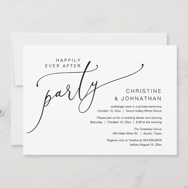 Convites Festa Felizes para Sempre, Jantar de Fuga Romântic (Frente)