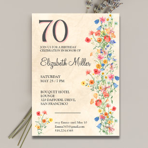 Convites Festa Floral 70 Birthday Wildflower 70 Anos