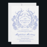 Convites Festa Floral Azul-aniversário de 30 anos de LUXURY<br><div class="desc">Uma elegante crista floral azul-vintage francesa toma palco central neste convite de aniversário de eterno. Ornamentado,  formal e muito feminina fará qualquer dama de aniversário se sentir muito especial. Os suprimentos da parte coordenadora estão disponíveis.</div>