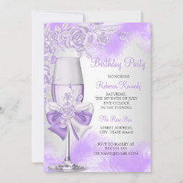 Convites Festa Floral Branca de Champagne Rosa