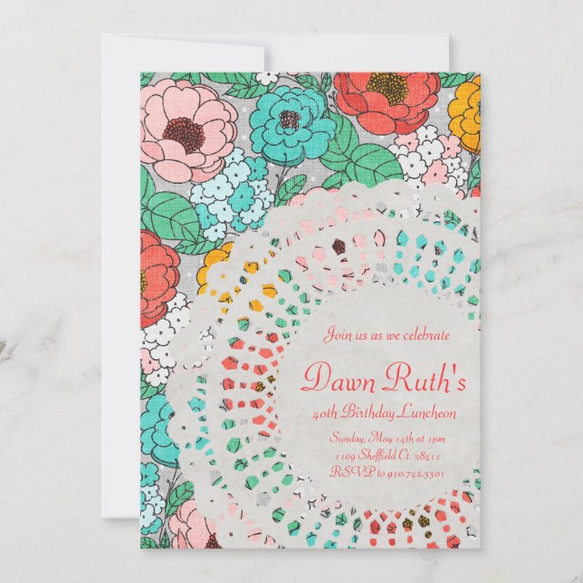 Convites Festa Floral Bridal Luncheon, jardim com licença (Frente)