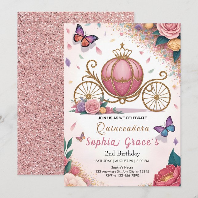 Convites Festa Floral Butterfly Fofa (Frente/Verso)
