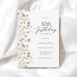 Convites Festa Floral de aniversário de 30 anos Flores de A<br><div class="desc">Um belo convite de festas aniversário de 30 anos para celebrar um aniversário em estilo elegante, esta charmosa design floral de aquarela tem flores silvestres em cores pastéis mistas ao longo da fronteira esquerda. Todo o texto pode ser personalizado para o seu partido. Este convite está disponível como download digital...</div>