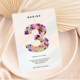 Convites Festa Floral De aniversário de 3 anos De Terceiro 