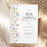Convites Festa Floral de aniversário de 40 anos Flores de A<br><div class="desc">Um belo convite de festas aniversário de 40 anos para celebrar um aniversário em estilo elegante, este charmoso design floral de aquarela tem rosas cor-de-rosa e pêssego e papoilas com adoráveis paisagens de eucalipto ao longo da fronteira esquerda. Todo o texto pode ser personalizado para o seu partido. Este convite...</div>