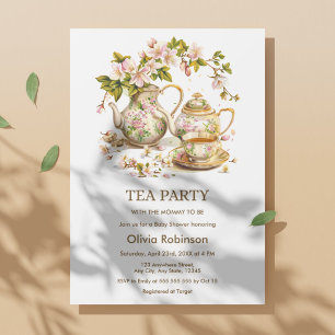 Convites Festa Floral de Chá para Chá de fraldas de Chá