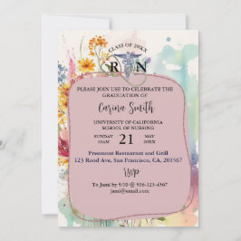 Convites Festa Floral de Cottagecore de Graduação em Enferm