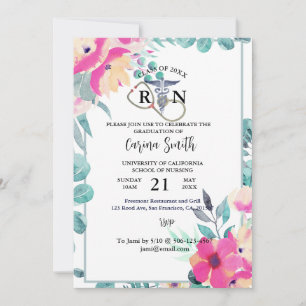 Convites Festa Floral de Graduação Escolar de Enfermagem