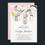 Convites Festa Floral Doce Sessenta e Rosa Mason Jars<br><div class="desc">Convite de festas 16 Floral Sweet 16 Mason Jars Rosa Escamudo | Convide familiares e amigos com este convite de aniversário personalizável. Apresenta fricções cor-de-rosa-claro, amarelo e cinza, jarras, folhagem, aves-vivas e corações cardíacas. Este convite de Mason jar é perfeito para eventos de verão e primavera. Os textos são totalmente...</div>