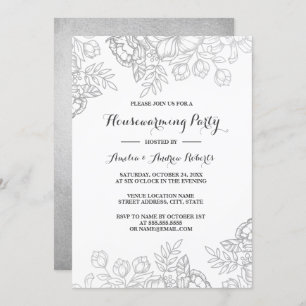 Convites Festa Floral Elegante Silver Vintage