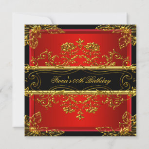 Convites Festa Floral Elegante Vermelho Preto Dourado