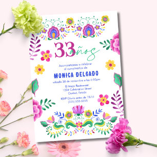 Convites Festa Floral Mexicana Espanhola de 33º Aniversário