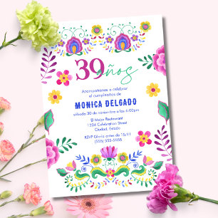 Convites Festa Floral Mexicana Espanhola de 39º Aniversário