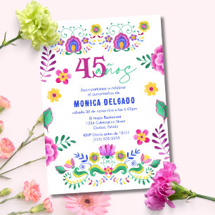 Convites Festa Floral Mexicana Espanhola de 45 Anos