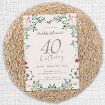 Convites Festa Floral Moderna de aniversário de 40 anos<br><div class="desc">Flores Florais, aniversário de 40 anos Convite de festas moderno. Celebre a beleza da vida com o nosso elegante design de aniversário com flores silvestres cativantes. Adote o charme da natureza com elementos florais delicados que acrescentam um toque de sofisticação à sua celebração. Este design capta a essência da alegria...</div>