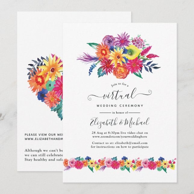 Convites Festa Floral Online Casamento Virtual (Frente/Verso)