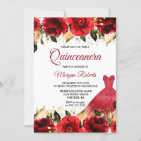 Festa Floral Romântica de Quinceanera rosa vermelh