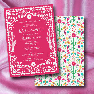Convites Festa Floral Tradicional Mexicana Rosa Quinceañera