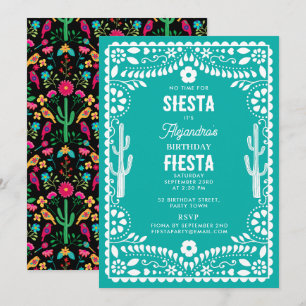 Convites Festa Floral Tradicional Mexicana Teal Aniversário