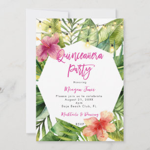 Convites festa floral tropical boho quinceanera